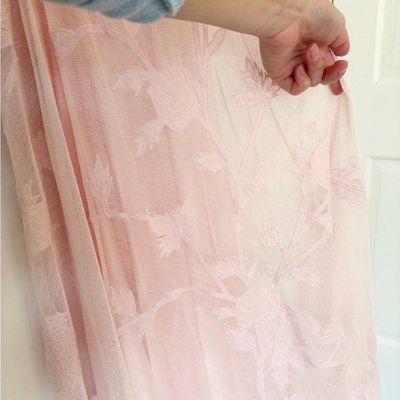 Lauren Ralph Lauren Vintage Pink Y2K Silk Lace Overlay Open Back Gown Size 8 - Picture 4 of 8